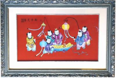 Китайская Фарфоровая плитка в виде картины.
